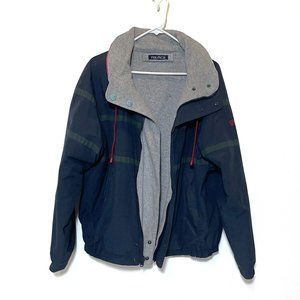 Vintage 90s Nautica Color Block Stripe Duck Down Reversible Puffer Coat